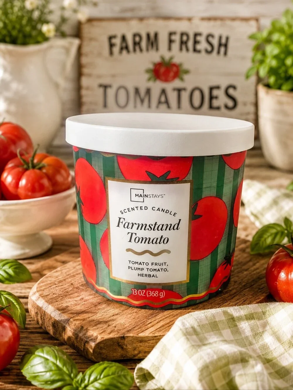 Mainstays Farmstand Tomato Scented Candle - Red, Green, White, NWT